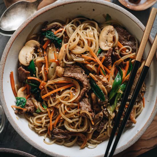 Japchae-Korean Sweet Potato Noodles - Recipe photo by omnivorescookbook