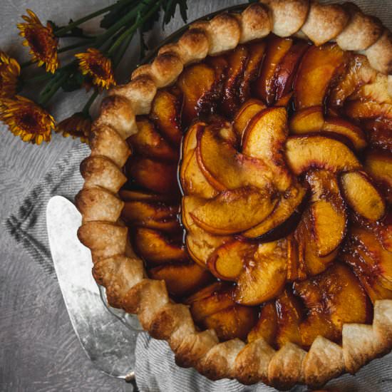 Balsamic and Brown Sugar Peach Pie - Recipe photo by breadandbasil