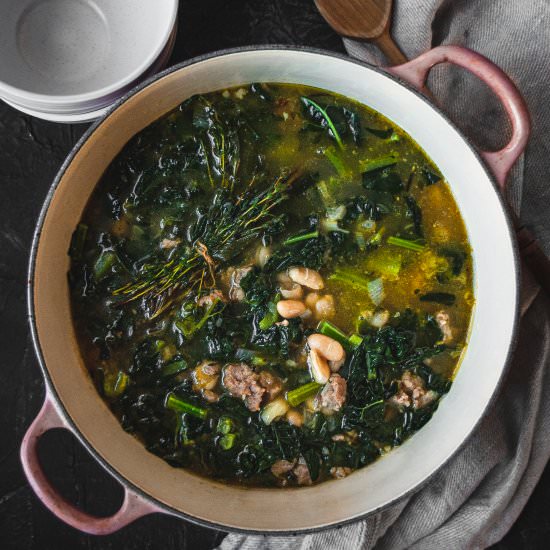 Herby White Bean, Sausage, and Kale - Recipe photo by breadandbasil