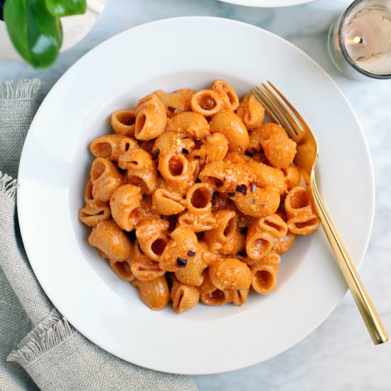Pasta with Red Pesto - Recipe photo by twoofakindcooks