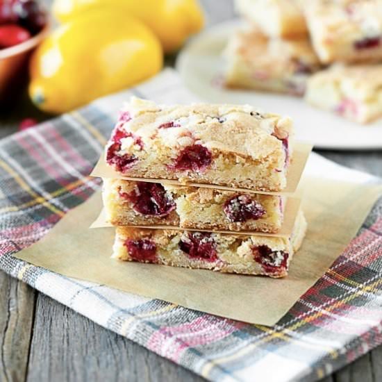Lemon Cranberry Bars - Recipe photo by noshingwiththenolands