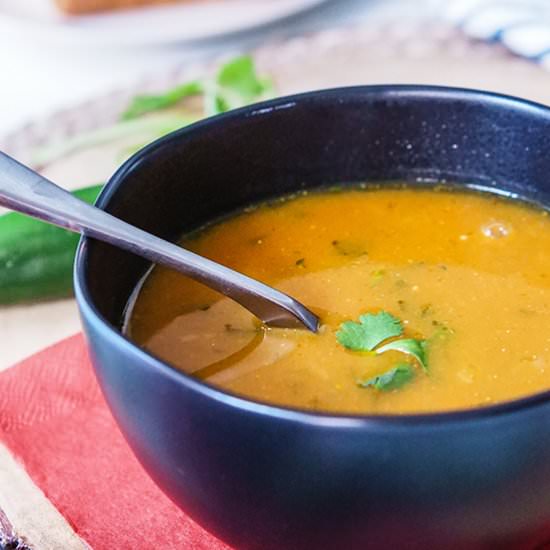 Healthy Jalapeño Pumpkin Soup - Recipe photo by Candy Jar Chronicles