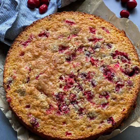 Rustic Cranberry Cornmeal Cake - Recipe photo by ThreeTeasKitchen