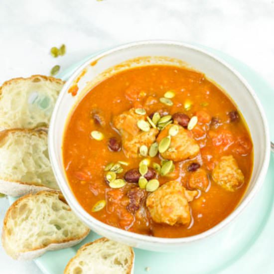 Pumpkin Chili with Turkey Sausage - Recipe photo by Craftingafamily