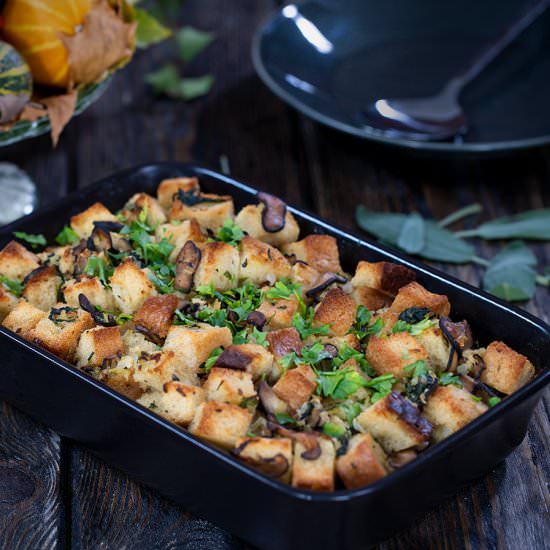 Spinach and Mushroom Stuffing - Recipe photo by Home Cooking Adventure