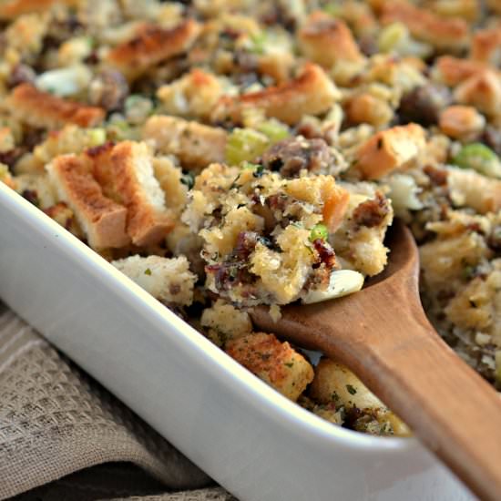 Sausage Stuffing with Fresh Herbs - Recipe photo by Small Town Woman