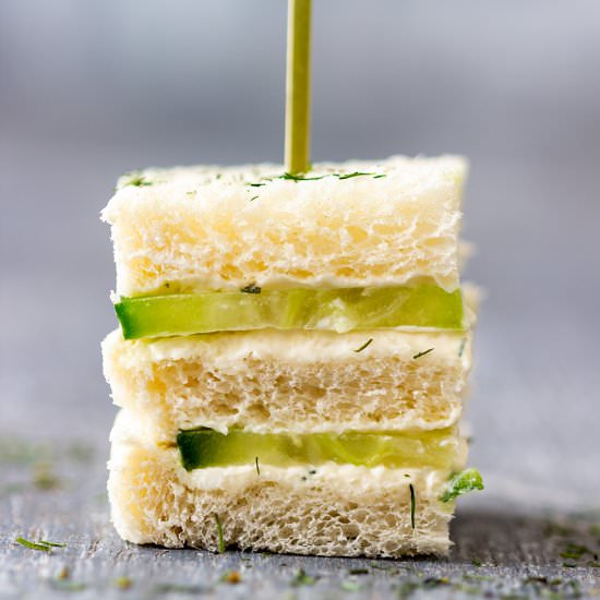 mini cucumber sandwiches - Recipe photo by Appetizer Addiction