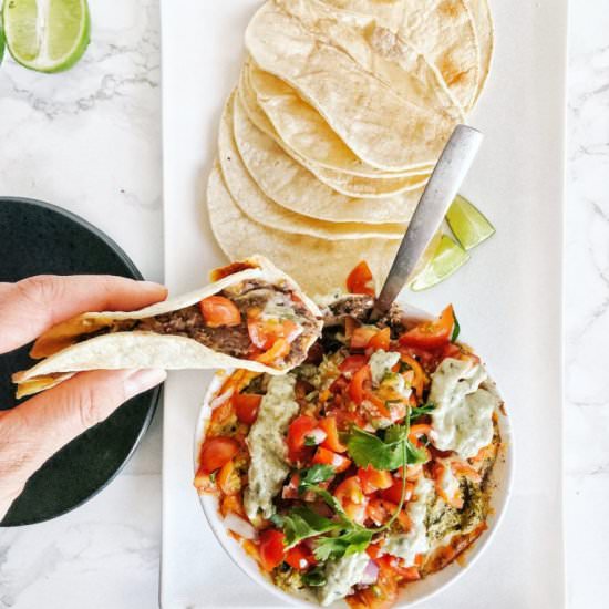 warm black bean dip - Recipe photo by the communal feast