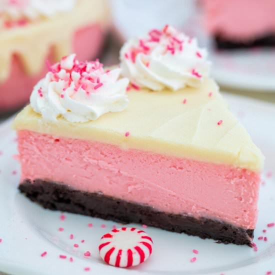 Brownie Peppermint Cheesecake - Recipe photo by peasandpeonies