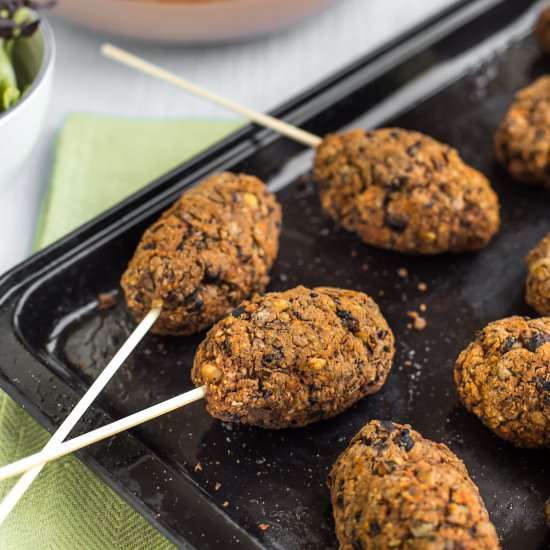 Black bean + lentil veggie koftas - Recipe photo by Becca @ Easy Cheesy Vegetarian
