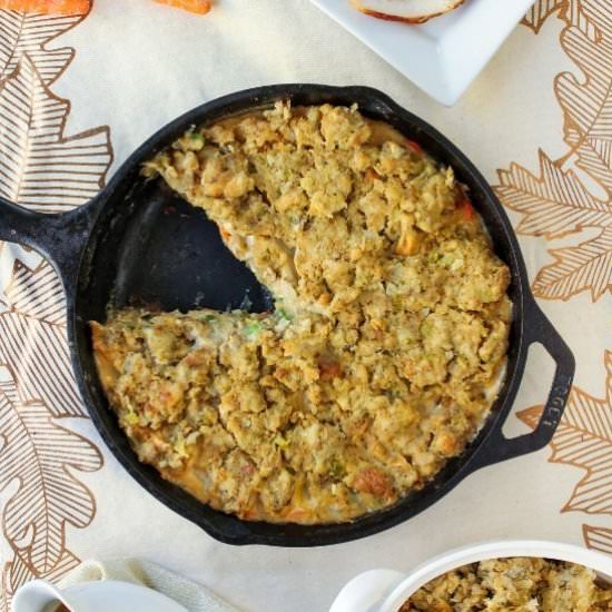 Turkey Pot Pie w/ Stuffing Topping - Recipe photo by Byte Sized Nutrition