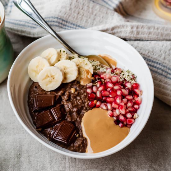 Creamy Chocolate Steel Cut Oatmeal - Recipe photo by upbeetkitchen