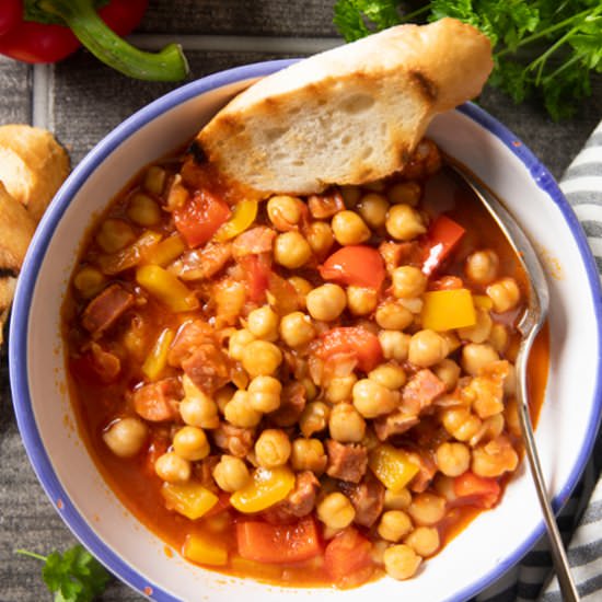 Spanish Chorizo & Chickpea Stew - Recipe photo by foodandjourneys
