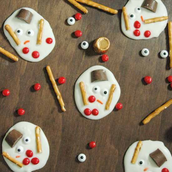 Melted Snowman Almond Bark - Recipe photo by WhiskingUpYum