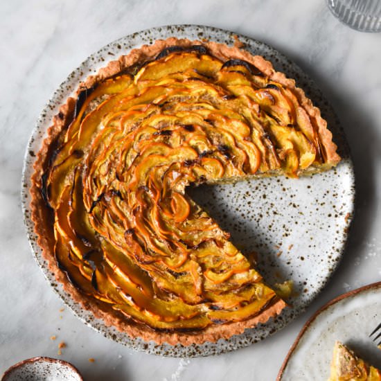 Pumpkin, gruyere ricotta tart - Recipe photo by georgeats