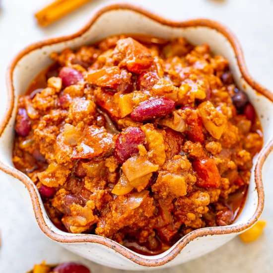 30-Min Cinnamon & Black Bean Chili - Recipe photo by Averie