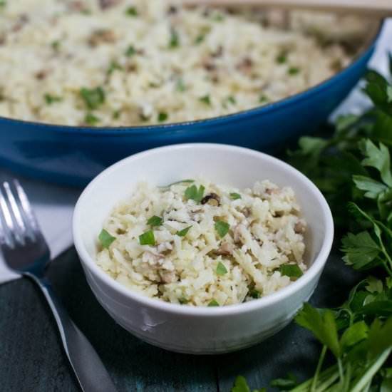 Mushroom Cauliflower Rice Risotto - Recipe photo by littlebitrecipes