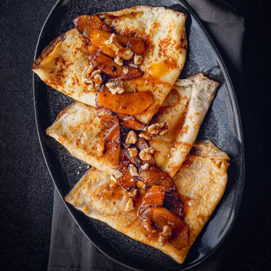 Raclette recipe: crepes with baked - Recipe photo by by Andrea Janssen