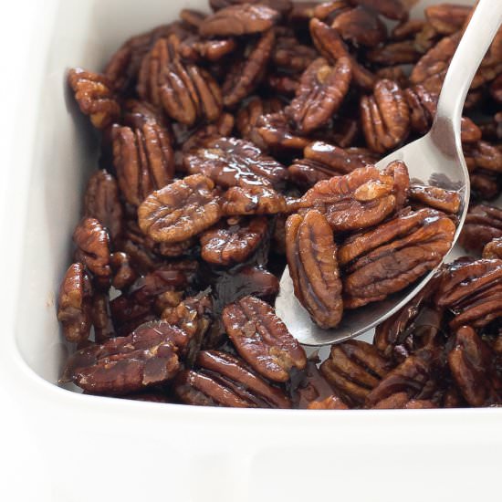 Maple Candied Pecans - Recipe photo by ChefSavvy