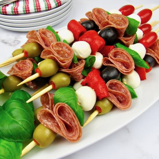 Italian Antipasti Skewers - Recipe photo by Keto Cooking Christian
