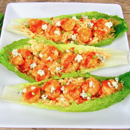 Easy Buffalo Shrimp Lettuce Wraps - Recipe photo by Keto Cooking Christian