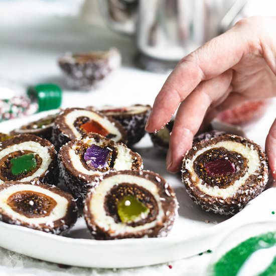 Stuffed Coconut Chocolate Fig Balls - Recipe photo by allthatsjas