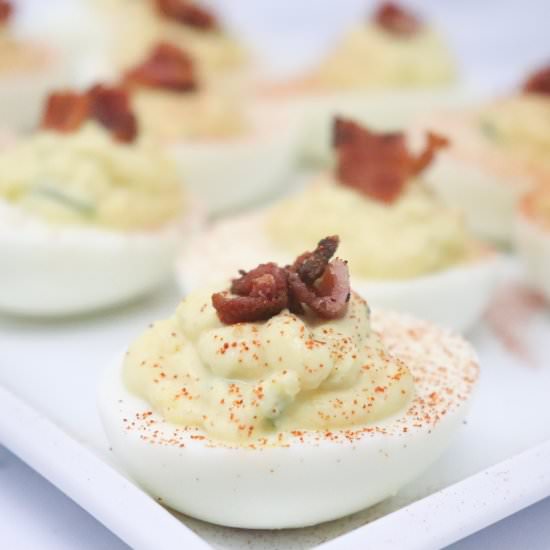 Jalapeño Deviled Eggs - Recipe photo by simplylowcal