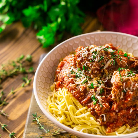 Italian Meatballs - Recipe photo by Burrata and Bubbles