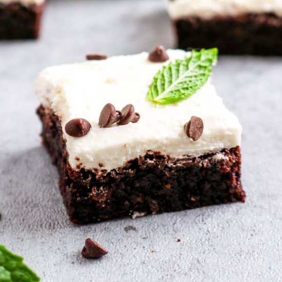 Peppermint Frosted Brownies - Recipe photo by Darn Good Veggies