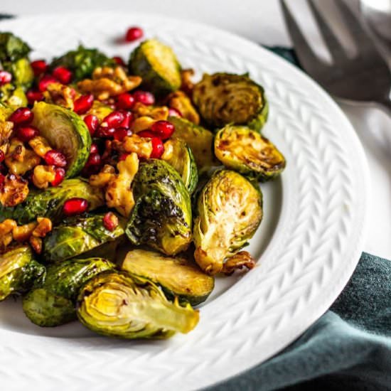 Brussels Sprouts with Pomegranate - Recipe photo by tararochfordnutrition
