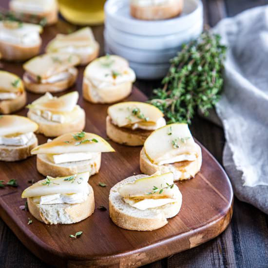 Pear & Brie Crostini - Recipe photo by Sweet Beginnings