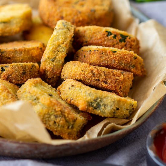 fried zucchini bites - Recipe photo by Appetizer Addiction