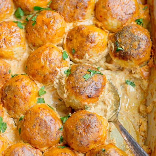 Baked Mustard Chicken Meatballs - Recipe photo by lavenderandmacarons