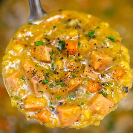 Slow Cooker Ham Split Pea Soup - Recipe photo by peasandpeonies