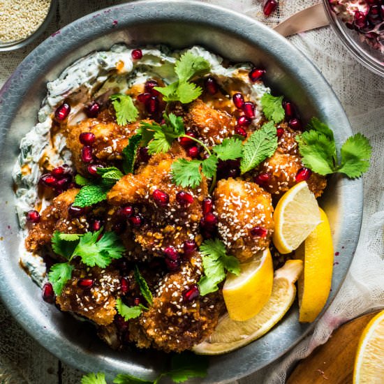 Pomegranate Cauliflower Wings - Recipe photo by rhubarbandcod