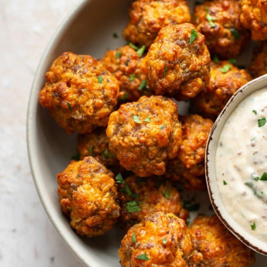 creole sausage balls - Recipe photo by saltandlavender
