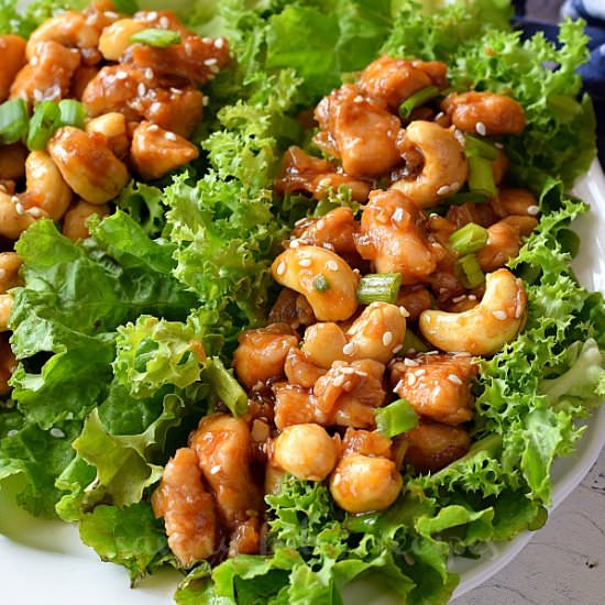 Cashew Chicken Lettuce Wraps - Recipe photo by Savory Bites