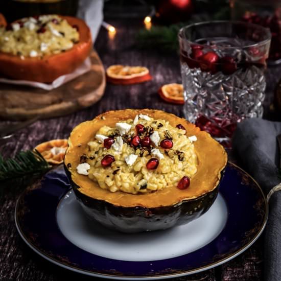 Pumpkin risotto with pomegranate - Recipe photo by twosisterslivinglife