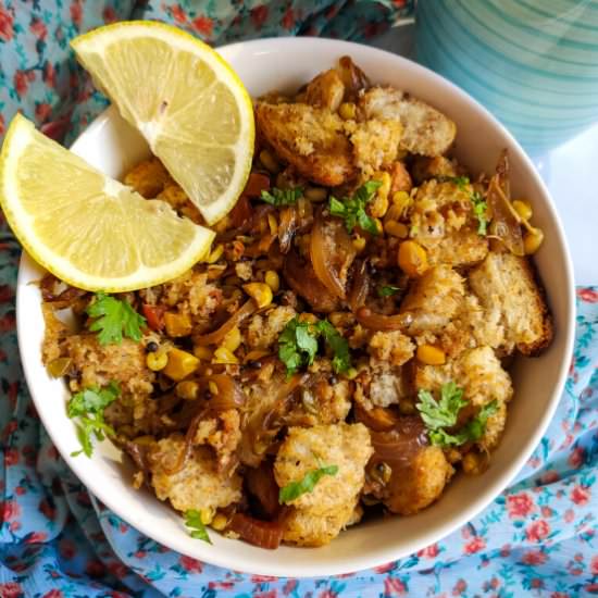 Bread Upma-a quick vegan breakfast - Recipe photo by greenbowl2soul