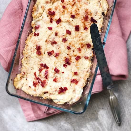 Cauliflower, Potato and Ham Cake - Recipe photo by deliciousspanishfood