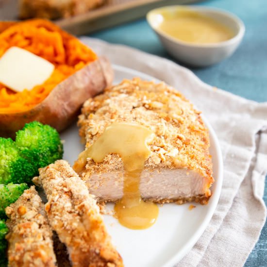 Pretzel Crusted Pork Chops - Recipe photo by Running to the Kitchen