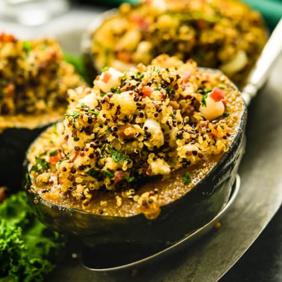 Apple Quinoa Stuffed Acorn Squash - Recipe photo by garlic and zest