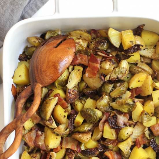 Roasted Potatoes & Brussels Sprouts - Recipe photo by suebeehomemaker