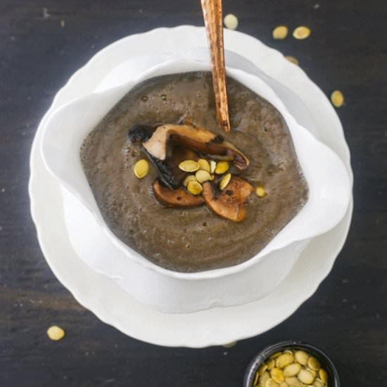 Creamy Mushroom Medley Soup (vegan) - Recipe photo by trafficlightcook
