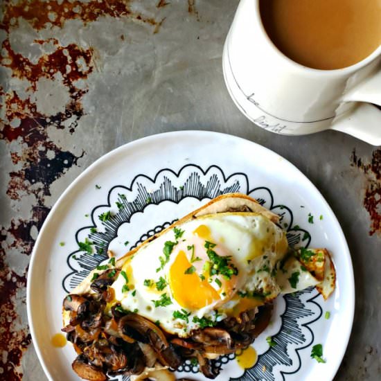 Baby Bella Toast With A Fried Egg. - Recipe photo by mangotomato