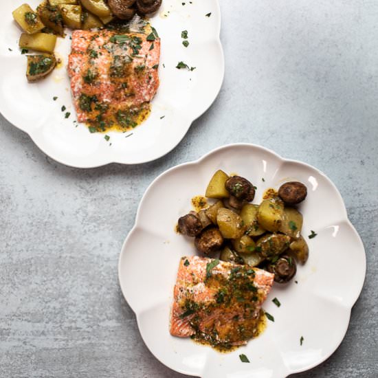 Sheet Pan Salmon with Potatoes - Recipe photo by sidewalkshoes