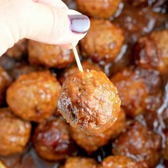 Cranberry BBQ Crockpot Meatballs - Recipe photo by EricasRecipes