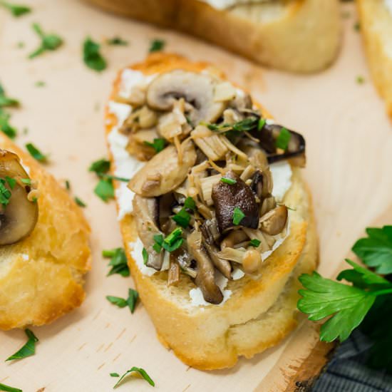 Wild Mushroom Crostini - Recipe photo by rachelcooksblog