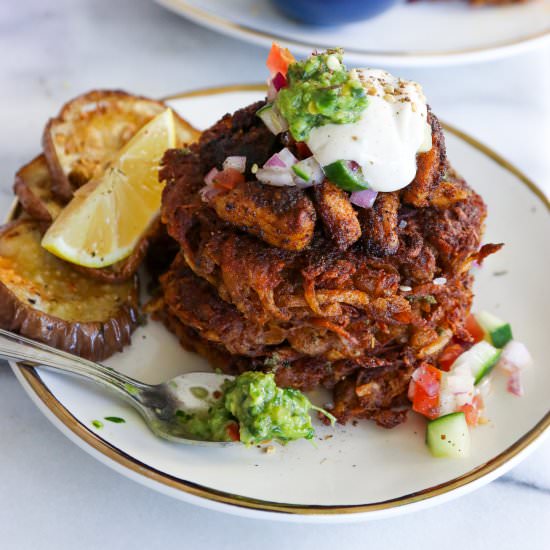 Chicken Shawarma Latkes - Recipe photo by WhatJewWannaEat