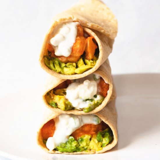 Buffalo Cauliflower Protein Wrap - Recipe photo by Mealswithmaggie